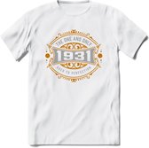 1931 The One And Only T-Shirt | Goud - Zilver | Grappig Verjaardag  En  Feest Cadeau | Dames - Heren | - Wit - XXL