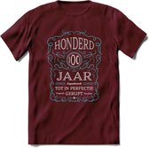 100 Jaar Legendarisch Gerijpt T-Shirt | Lichtblauw - Grijs | Grappig Verjaardag en Feest Cadeau Shirt | Dames - Heren - Unisex | Tshirt Kleding Kado | - Burgundy - XL