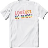 Love Has No Gender | Pride T-Shirt | Grappig LHBTIQ+ / LGBTQ / Gay / Homo / Lesbi Cadeau Shirt | Dames - Heren - Unisex | Tshirt Kleding Kado | - Wit - 3XL