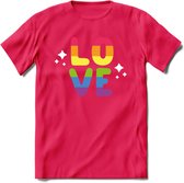 Love | Pride T-Shirt | Grappig LHBTIQ+ / LGBTQ / Gay / Homo / Lesbi Cadeau Shirt | Dames - Heren - Unisex | Tshirt Kleding Kado | - Roze - XXL