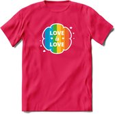 Love Is Love | Pride T-Shirt | Grappig LHBTIQ+ / LGBTQ / Gay / Homo / Lesbi Cadeau Shirt | Dames - Heren - Unisex | Tshirt Kleding Kado | - Roze - S