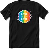 Love Is Love | Pride T-Shirt | Grappig LHBTIQ+ / LGBTQ / Gay / Homo / Lesbi Cadeau Shirt | Dames - Heren - Unisex | Tshirt Kleding Kado | - Zwart - L