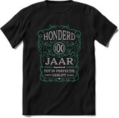 100 Jaar Legendarisch Gerijpt T-Shirt | Aqua - Grijs | Grappig Verjaardag en Feest Cadeau Shirt | Dames - Heren - Unisex | Tshirt Kleding Kado | - Zwart - L