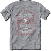 70 Jaar Legendarisch Gerijpt T-Shirt | Rood - Grijs | Grappig Verjaardag en Feest Cadeau Shirt | Dames - Heren - Unisex | Tshirt Kleding Kado | - Donker Grijs - Gemaleerd - XXL
