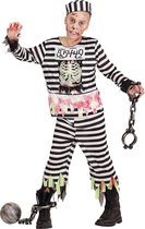Widmann - Zombie Kostuum - Gevangene Zombie Zuzu - Jongen - Zwart / Wit - Maat 158 - Halloween - Verkleedkleding