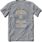 10 Jaar Legendarisch Gerijpt T-Shirt | Royal Blue - Ivoor | Grappig Verjaardag en Feest Cadeau Shirt | Dames - Heren - Unisex | Tshirt Kleding Kado | - Donker Grijs - Gemaleerd - M