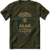 40 Jaar Legendarisch Gerijpt T-Shirt | Royal Blue - Ivoor | Grappig Verjaardag en Feest Cadeau Shirt | Dames - Heren - Unisex | Tshirt Kleding Kado | - Leger Groen - XL
