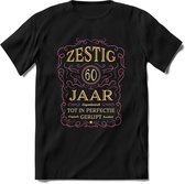 60 Jaar Legendarisch Gerijpt T-Shirt | Oud Roze - Ivoor | Grappig Verjaardag en Feest Cadeau Shirt | Dames - Heren - Unisex | Tshirt Kleding Kado | - Zwart - 3XL