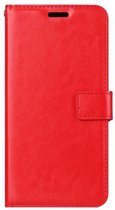LuxeBass Telefoon Wallet Bookcase voor Samsung Galaxy A6 Plus (2018) - Portemonnee telefoonhoesje voor Bankpassen - Kunstleer - Siliconen Houder - Magnetische sluiten- Rood - bookcase - boekhoesje - book case - boek hoesje