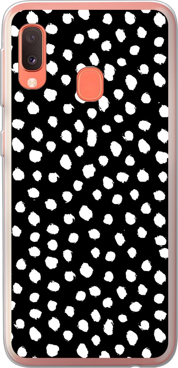 Telefoonhoesje Geschikt voor Samsung Galaxy A20e hoesje - Stippen - Zwart - Wit - Siliconen Telefoonhoesje Telefoonhoesje