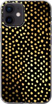 Geschikt voor iPhone 12 hoesje - Stippen - Goud - Zwart - Siliconen Telefoonhoesje