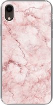 Geschikt voor iPhone XR hoesje - Marmer print - Roze - Luxe - Siliconen Telefoonhoesje