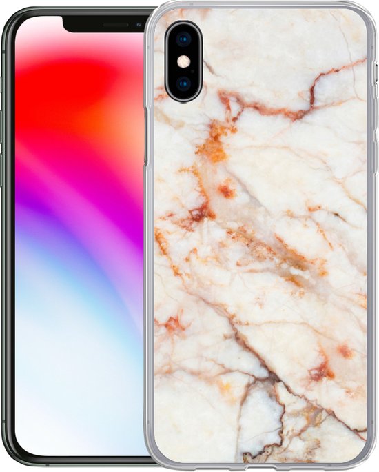 Coque iPhone Xs - Marbre - Oranje - Pierre - Coque de téléphone en Siliconen