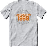 1969 Limited Edition Ring T-Shirt | Zilver - Goud | Grappig Verjaardag en Feest Cadeau Shirt | Dames - Heren - Unisex | Tshirt Kleding Kado | - Licht Grijs - Gemaleerd - M