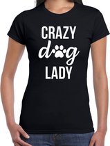 Crazy dog lady hondenvrouw t-shirt zwart - dames - Honden liefhebber cadeau shirt L