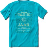 80 Jaar Legendarisch Gerijpt T-Shirt | Mos - Ivoor | Grappig Verjaardag en Feest Cadeau Shirt | Dames - Heren - Unisex | Tshirt Kleding Kado | - Blauw - XL