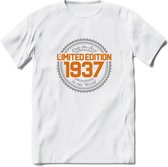 1937 Limited Edition Ring T-Shirt | Zilver - Goud | Grappig Verjaardag en Feest Cadeau Shirt | Dames - Heren - Unisex | Tshirt Kleding Kado | - Wit - L