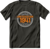 1941 Limited Edition Ring T-Shirt | Zilver - Goud | Grappig Verjaardag en Feest Cadeau Shirt | Dames - Heren - Unisex | Tshirt Kleding Kado | - Donker Grijs - XXL
