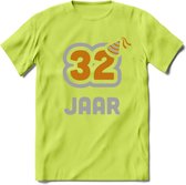 32 Jaar Feest T-Shirt | Goud - Zilver | Grappig Verjaardag Cadeau Shirt | Dames - Heren - Unisex | Tshirt Kleding Kado | - Groen - L