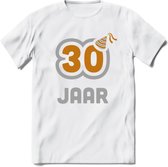 30 Jaar Feest T-Shirt | Goud - Zilver | Grappig Verjaardag Cadeau Shirt | Dames - Heren - Unisex | Tshirt Kleding Kado | - Wit - M