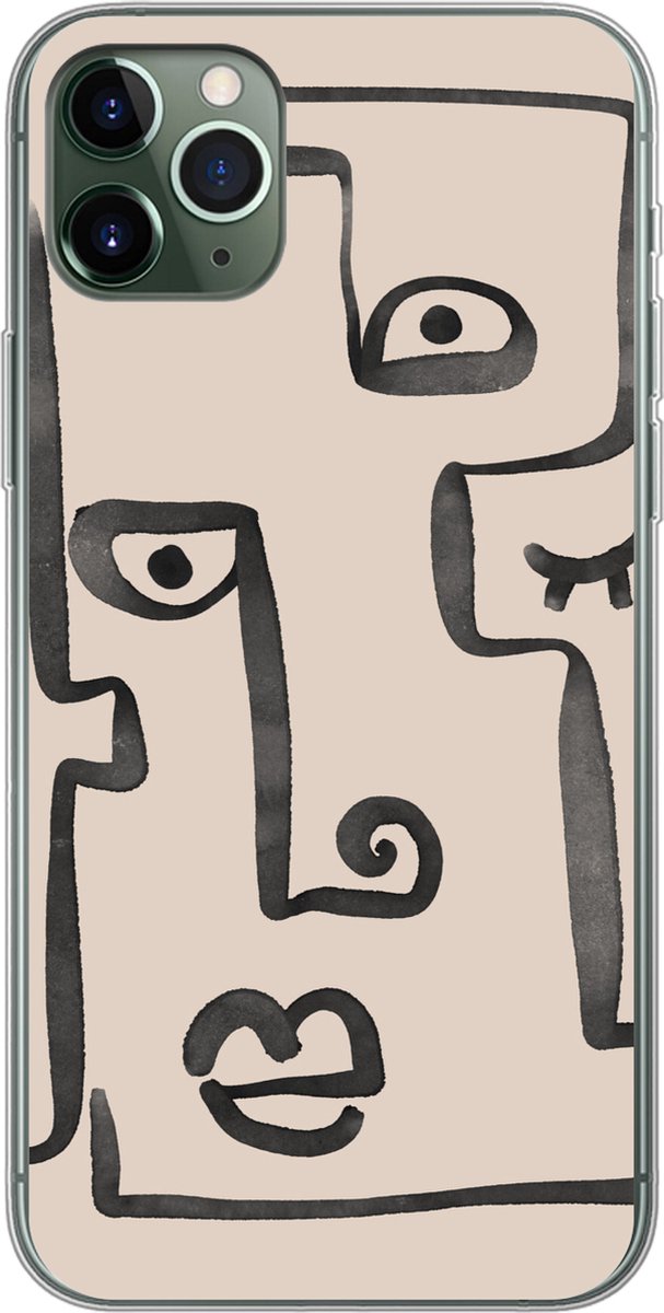 Telefoonhoesje Geschikt voor iPhone 11 Pro Max hoesje - Oog - Lippen - Line art - Siliconen Telefoonhoesje Telefoonhoesje