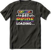 Gay Pride Loading T-Shirt | Grappig LHBTIQ+ / LGBTQ / Gay / Homo / Lesbi Cadeau Shirt | Dames - Heren - Unisex | Tshirt Kleding Kado | - Donker Grijs - XXL