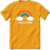 Love Is Love | Pride T-Shirt | Grappig LHBTIQ+ / LGBTQ / Gay / Homo / Lesbi Cadeau Shirt | Dames - Heren - Unisex | Tshirt Kleding Kado | - Geel - 3XL