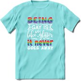 Gay Glitter | Pride T-Shirt | Grappig LHBTIQ+ / LGBTQ / Gay / Homo / Lesbi Cadeau Shirt | Dames - Heren - Unisex | Tshirt Kleding Kado | - Licht Blauw - S