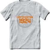 1924 Limited Edition Ring T-Shirt | Zilver - Goud | Grappig Verjaardag en Feest Cadeau Shirt | Dames - Heren - Unisex | Tshirt Kleding Kado | - Licht Grijs - Gemaleerd - 3XL