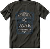 70 Jaar Legendarisch Gerijpt T-Shirt | Blauw - Grijs | Grappig Verjaardag en Feest Cadeau Shirt | Dames - Heren - Unisex | Tshirt Kleding Kado | - Donker Grijs - 3XL