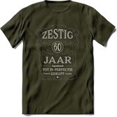 60 Jaar Legendarisch Gerijpt T-Shirt | Donkergrijs - Grijs | Grappig Verjaardag en Feest Cadeau Shirt | Dames - Heren - Unisex | Tshirt Kleding Kado | - Leger Groen - S