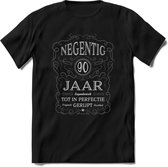 90 Jaar Legendarisch Gerijpt T-Shirt | Donkergrijs - Grijs | Grappig Verjaardag en Feest Cadeau Shirt | Dames - Heren - Unisex | Tshirt Kleding Kado | - Zwart - XXL