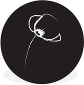 Line tulp sur fond noir Assiette en plastique cercle mural ⌀ 120 cm - impression photo sur cercle mural / cercle vivant (décoration murale)