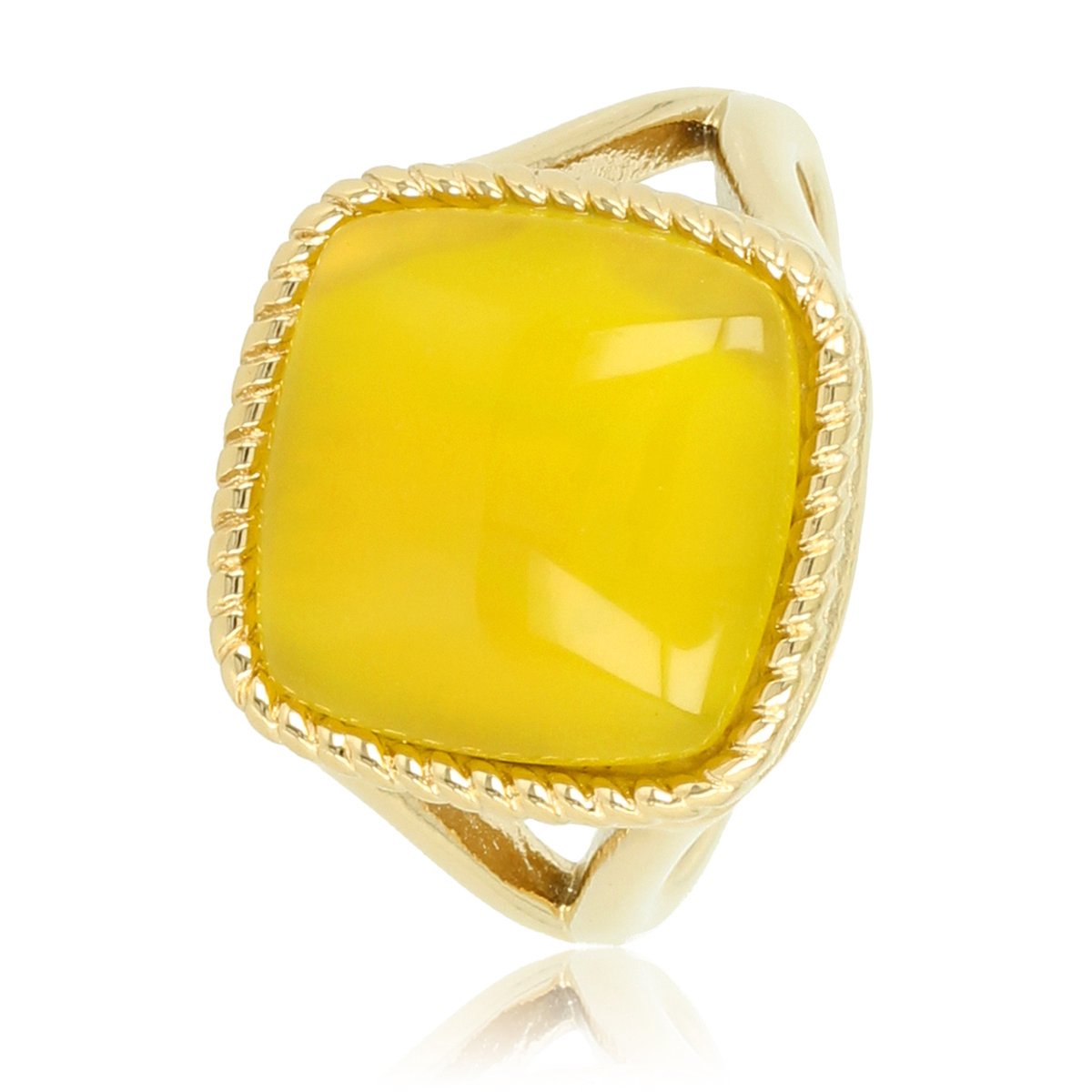 *My Bendel - Zegelring goud met echte Yellow Agate edelsteen - Ring goud met echte okerkleurige Yellow Agate steen Iedere ring is uniek door gebruik echte edelsteen - Met luxe cadeauverpakking