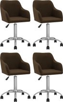 vidaXL Eetkamerstoelen draaibaar 4 st stof bruin