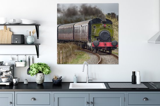 Tableau sur Toile L'Arrivée du Train à Vapeur - 90x90 cm - Décoration murale