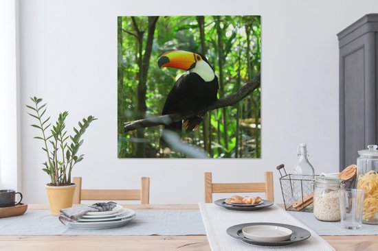 Tableau sur toile Toucan dans un arbre - 90x90 cm - Décoration murale