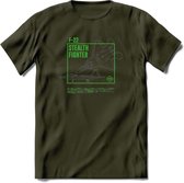 F-22 Vliegtuig T-Shirt | Unisex leger Kleding | Dames - Heren Straaljager shirt | Army F16 | Grappig bouwpakket Cadeau | - Leger Groen - XL