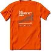 F-106 Vliegtuig T-Shirt | Unisex leger Kleding | Dames - Heren Straaljager shirt | Army F16 | Grappig bouwpakket Cadeau | - Oranje - L