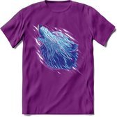Dieren T-Shirt | Wolf shirt Heren / Dames | Wildlife wolven kleding cadeau - Paars - S