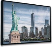 Akoestische panelen - Geluidsisolatie - Akoestische wandpanelen - Akoestisch schilderij AcousticPro® - paneel met uitzicht op New York en vrijheidsbeeld - design 190 - Premium - 90