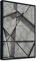 Akoestische panelen - Geluidsisolatie - Akoestische wandpanelen - Akoestisch schilderij AcousticPro® - paneel met achtergrond van beton - Design 89 - Basic - 60X90 - Wit- Wanddecor