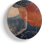 Artaza Houten Muurcirkel - Abstracte Kunst van Cirkels  - Ø 85 cm - Groot - Multiplex Wandcirkel - Rond Schilderij