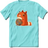 Kat en draad T-Shirt Grappig | Dieren katten Kleding Kado Heren / Dames | Animal Skateboard Cadeau shirt - Licht Blauw - L