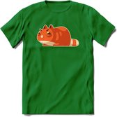 Schattige kat klaar voor aanval T-Shirt Grappig | Dieren katten Kleding Kado Heren / Dames | Animal Skateboard Cadeau shirt - Donker Groen - XXL