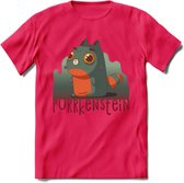 Monster van Purrkenstein T-Shirt Grappig | Dieren katten halloween Kleding Kado Heren / Dames | Animal Skateboard Cadeau shirt - Roze - S