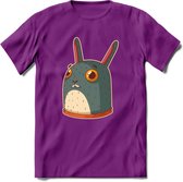 Konijn T-Shirt Grappig | Dieren konijnen Kleding Kado Heren / Dames | Animal Skateboard Cadeau shirt - Paars - XL