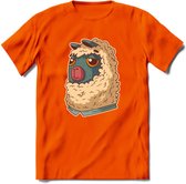 Casual lama T-Shirt Grappig | Dieren alpaca Kleding Kado Heren / Dames | Animal Skateboard Cadeau shirt - Oranje - M