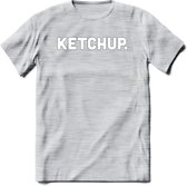 Ketchup - Snack T-Shirt | Grappig Verjaardag Kleding Cadeau | Eten En Snoep Shirt | Dames - Heren - Unisex Tshirt | - Licht Grijs - Gemaleerd - XXL