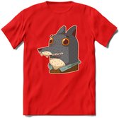 Casual wolf T-Shirt Grappig | Dieren Kleding Kado Heren / Dames | Animal Skateboard Cadeau shirt - Rood - XL